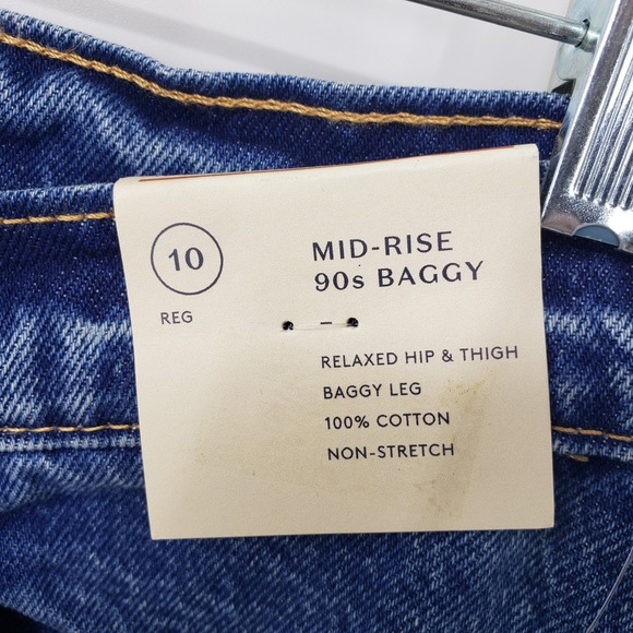 Universal Thread Cuffed Mid Rise 90s Baggy Jeans Womens Sz 10 Dark Wash Blue NEW - Picture 5 of 13